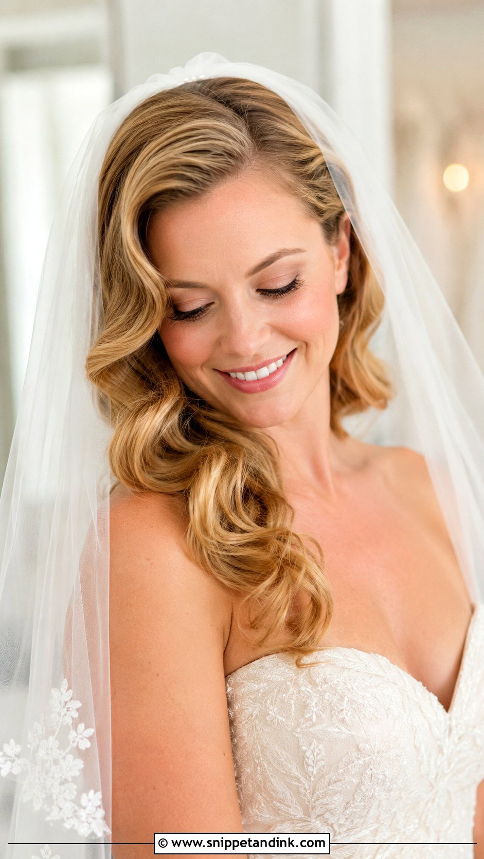 Hollywood Curls With Veil - Snippet and Ink - 15 Wedding Hollywood Curls