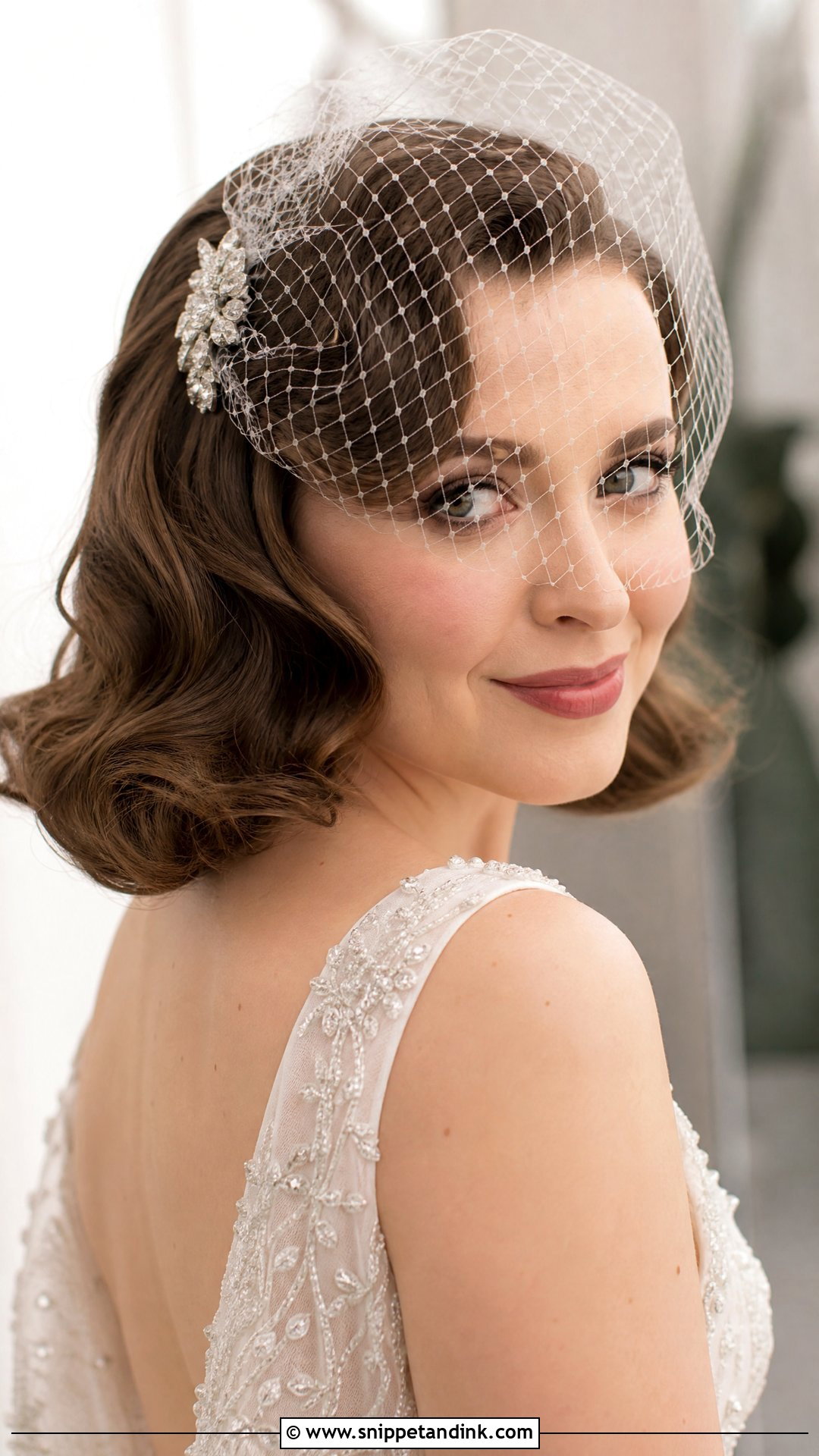 Hollywood Curls With a Birdcage Veil - Snippet and Ink - 20 Hollywood Curls Wedding Hair