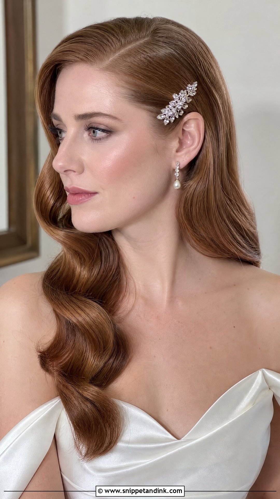 Hollywood Curls With a Crystal Hair Comb - Snippet and Ink - 20 Hollywood Curls Wedding Hair