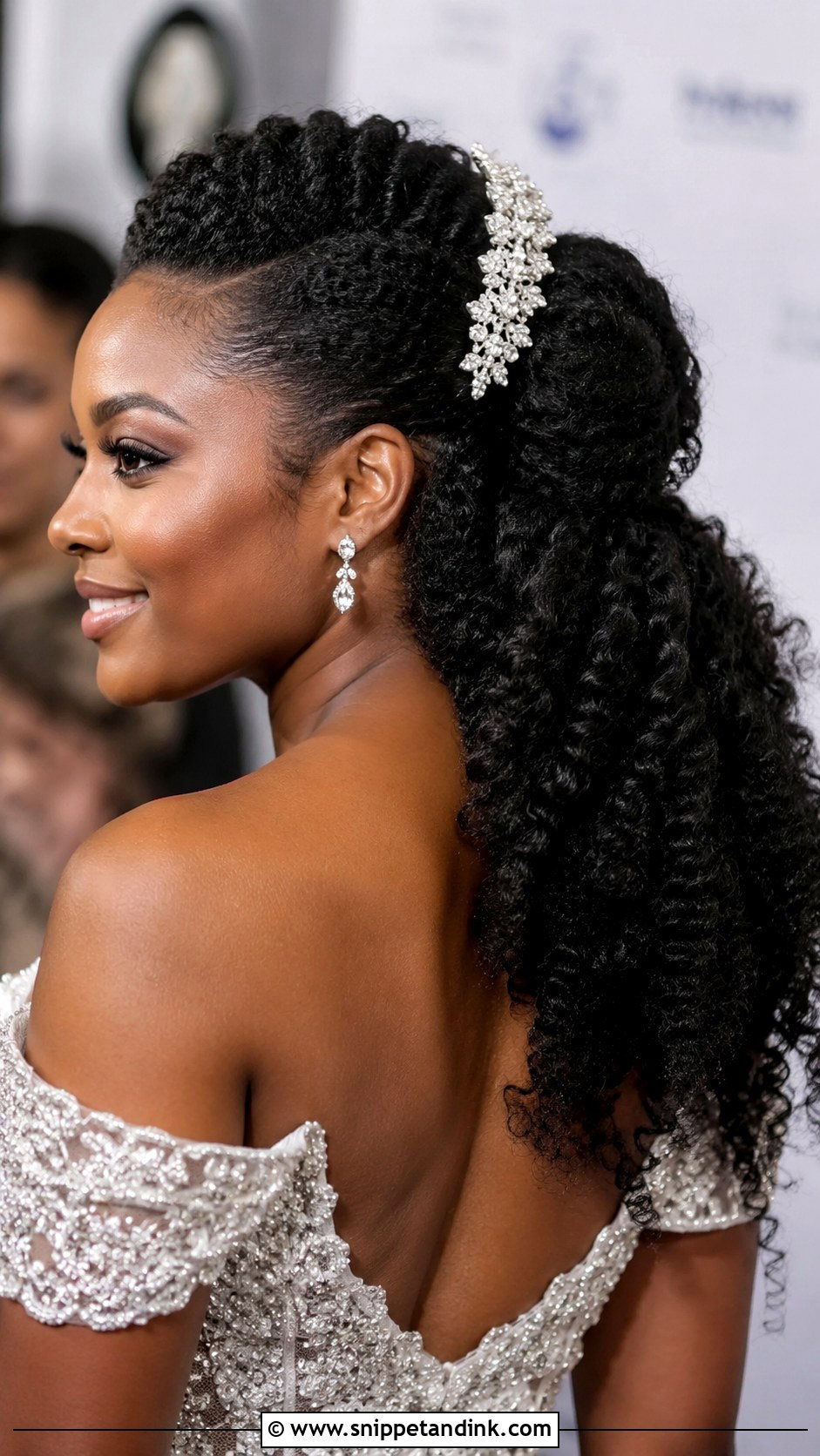 Hollywood Glam Curls Pulled Back - Snippet and Ink - 30 4c Wedding Hairstyles