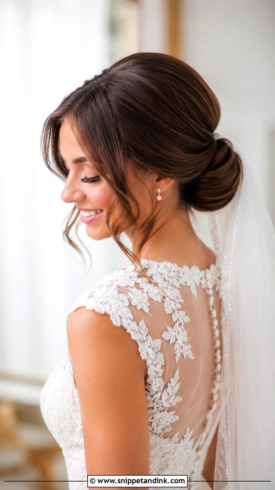 Hollywood Glam Low Bun - Snippet and Ink - 20 Hollywood Glam Bridal Hair Ideas