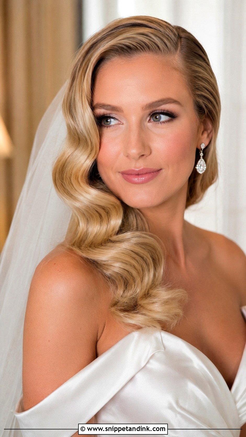 Hollywood Wave Bridal Hairstyle For Square Face - Snippet and Ink - 15 Square Face Bridal Hairstyles