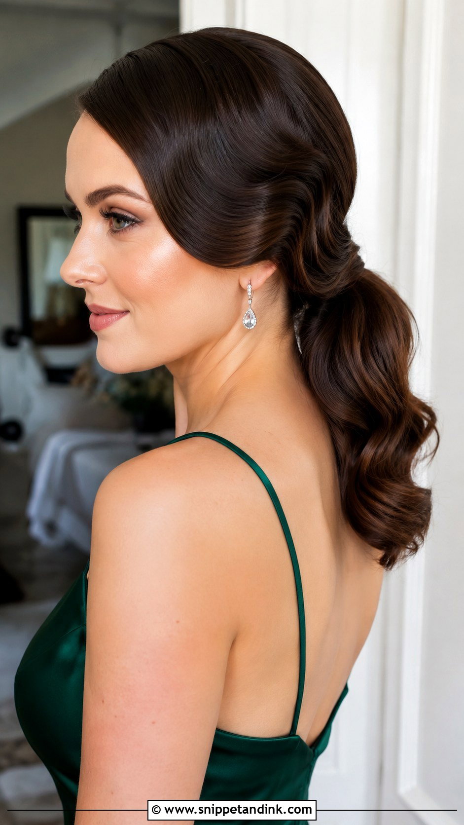 Hollywood Wave Bridesmaid Low Ponytail - Snippet and Ink - 20 Bridesmaid Low Ponytail Ideas