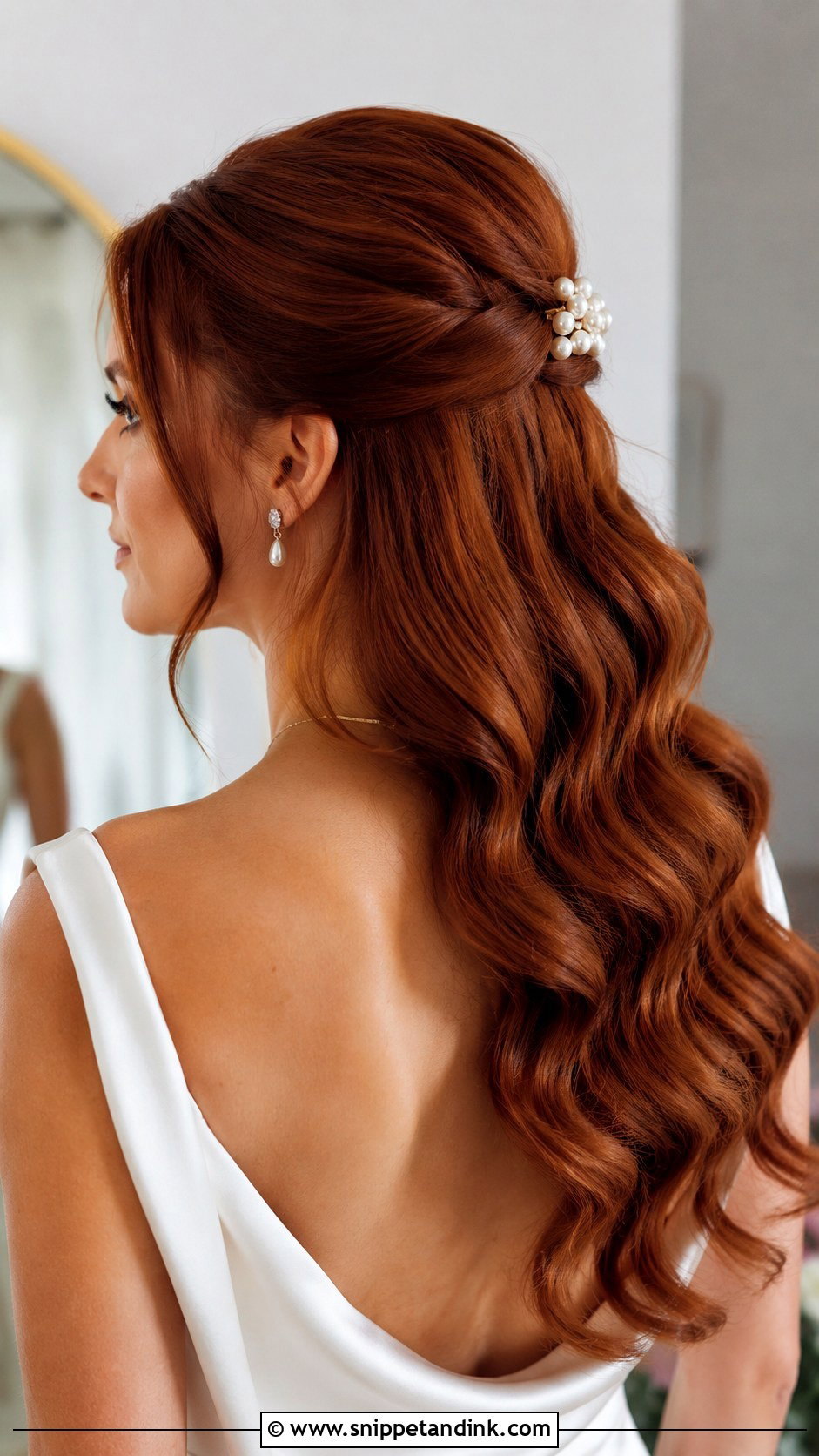 Hollywood Wave Half Up Half Down Wedding Hair With Pearls - Snippet and Ink - 15 Half-Up Half-Down Wedding Hair Pearls