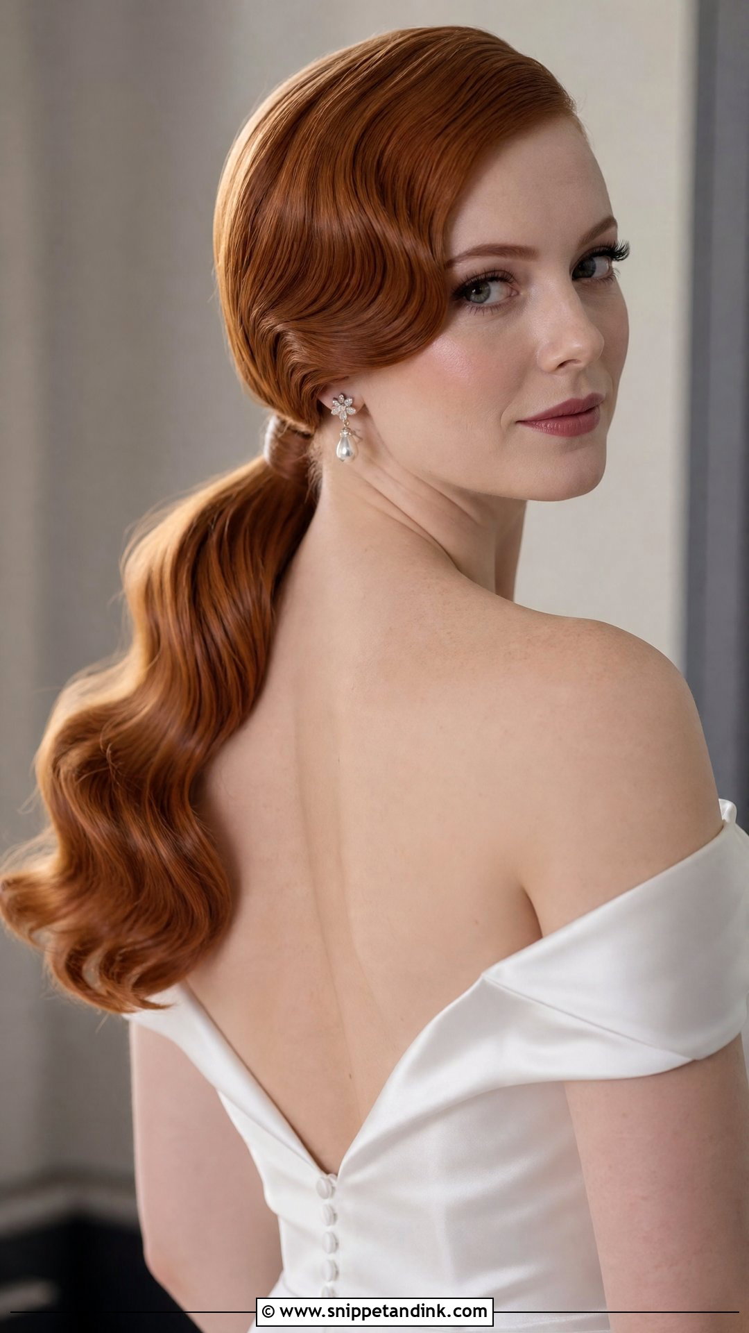 Hollywood Wave Wedding Low Ponytail - Snippet and Ink - 15 Wedding Low Ponytail Ideas