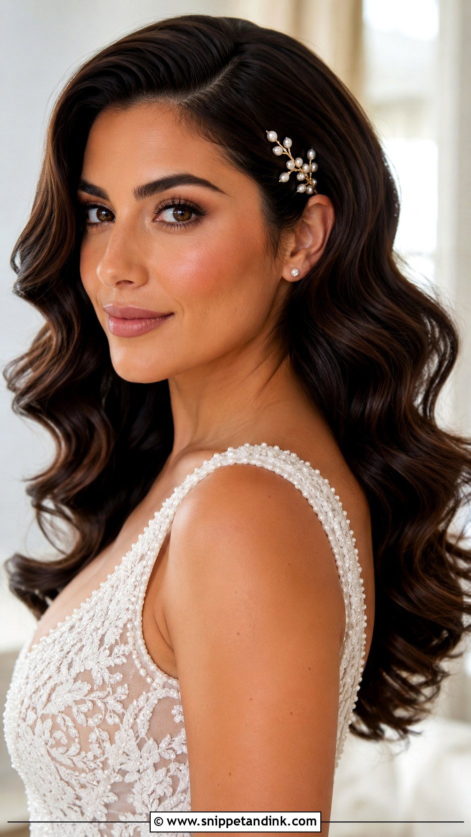 Hollywood Waves Bridal Hair With Pearl Pins - Snippet and Ink - 15 Hollywood Wave Bridal Hair Ideas