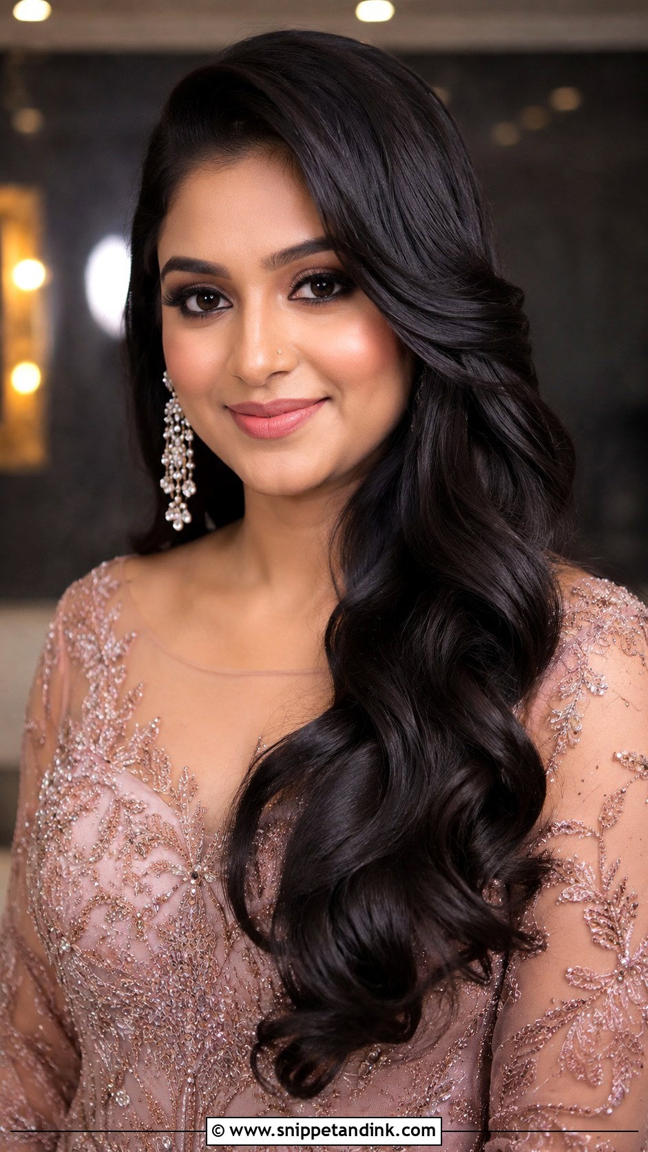Hollywood Waves For Reception - Snippet and Ink - 30 Indian Hairstyle for Wedding Ideas
