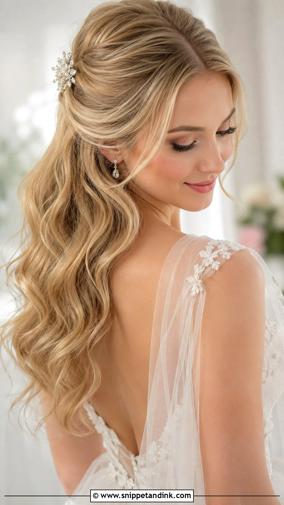 Hollywood Waves Half Up Wedding Hairstyle - Snippet and Ink - 15 Hollywood Waves Wedding Hairstyle