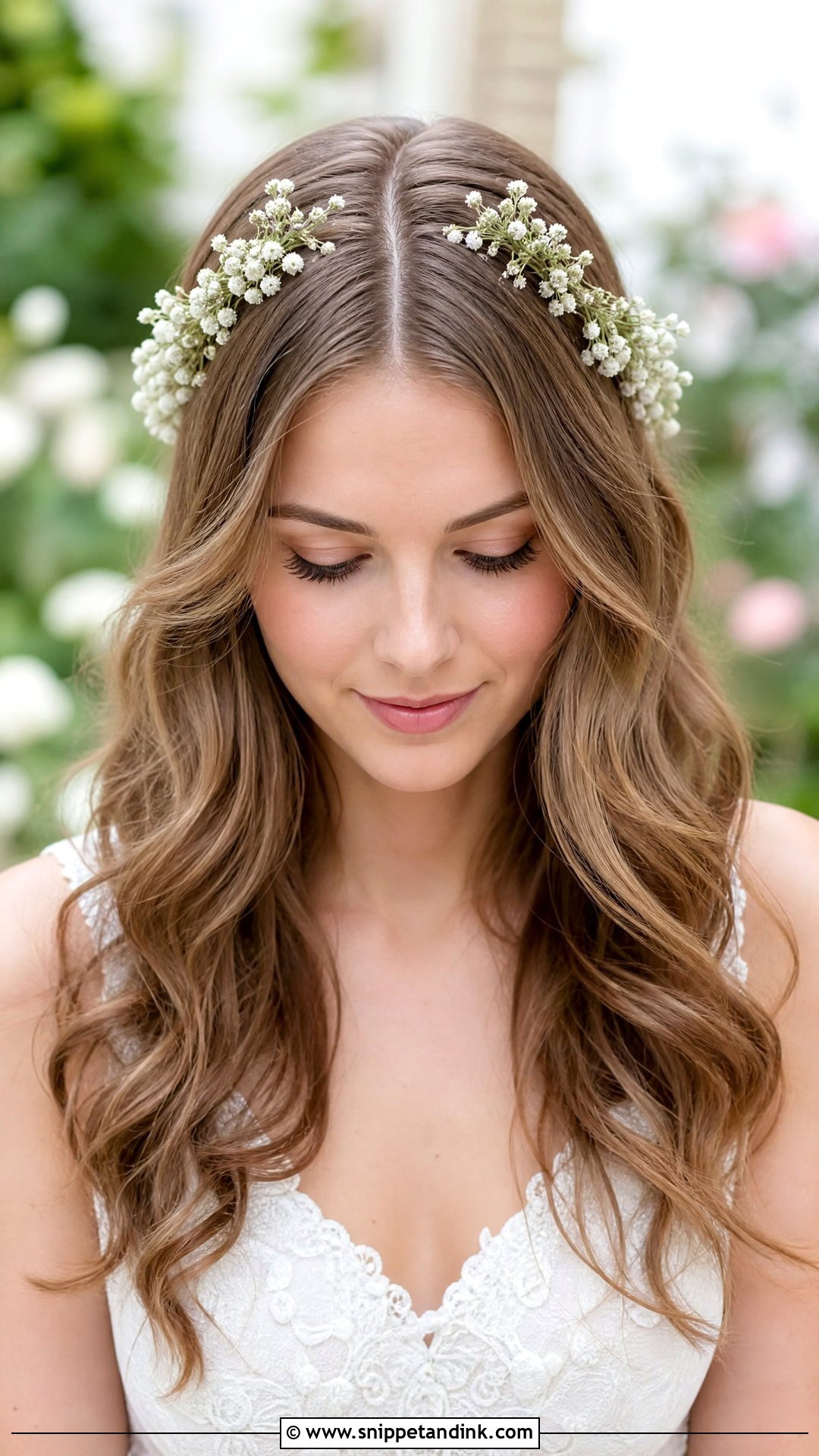 Hollywood Waves Middle Part With Flowers - Snippet and Ink - 20 Hollywood Waves Wedding Middle Part