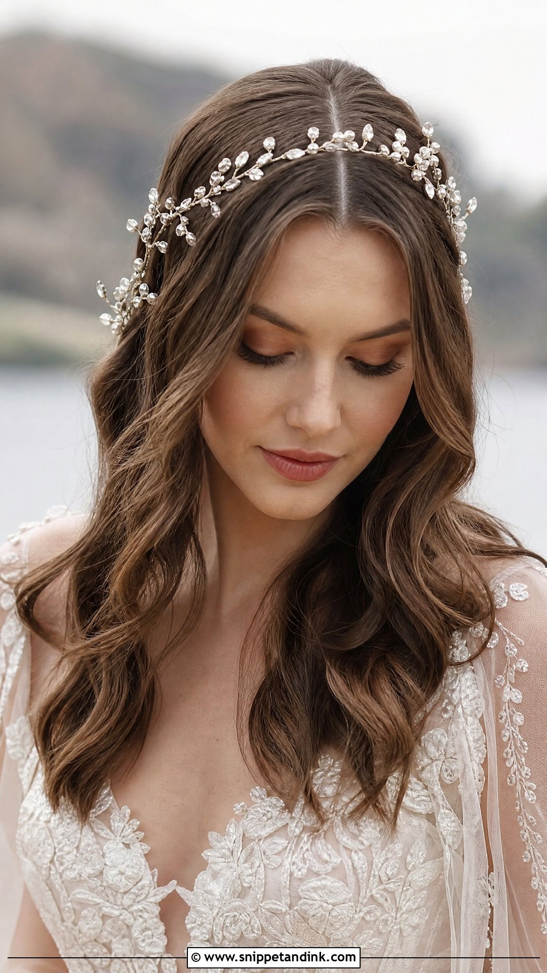 Hollywood Waves Middle Part With Hair Vine - Snippet and Ink - 20 Hollywood Waves Wedding Middle Part