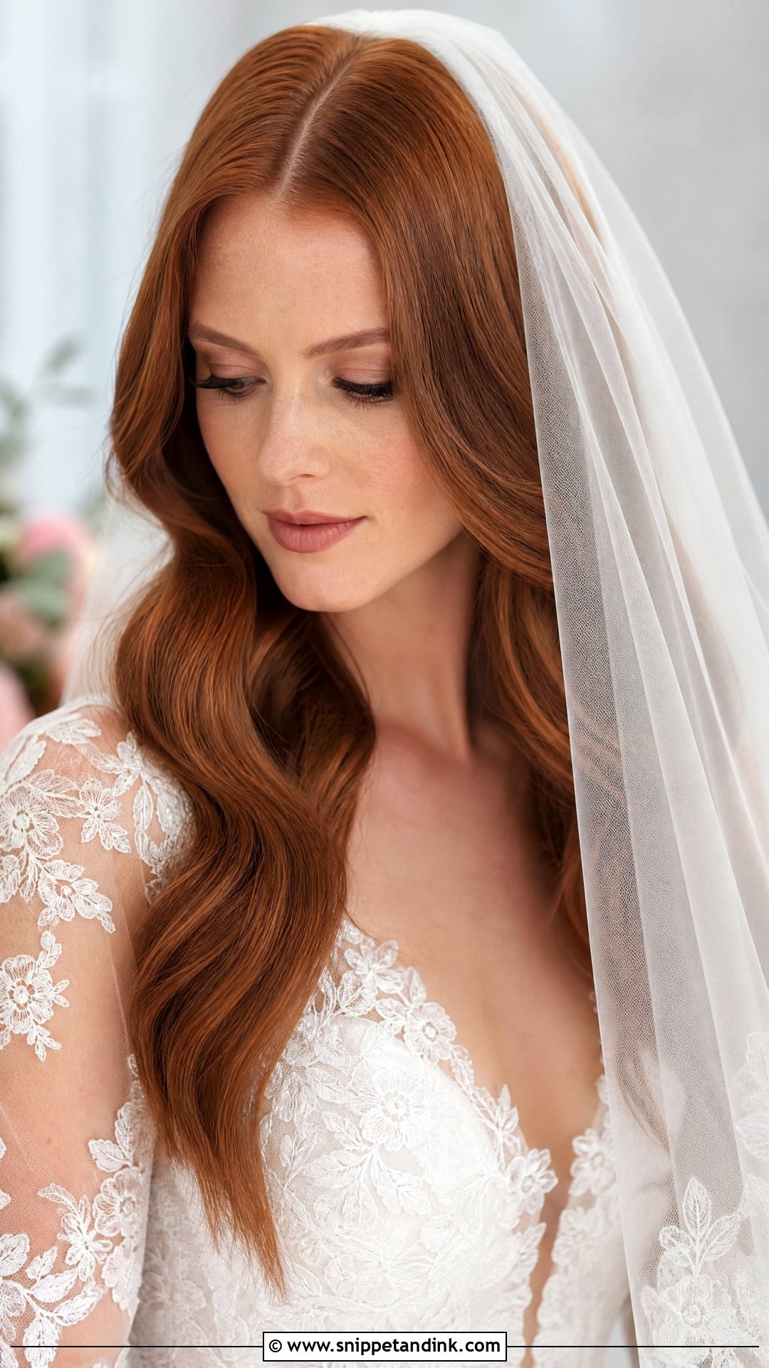 Hollywood Waves Middle Part With Veil - Snippet and Ink - 20 Hollywood Waves Wedding Middle Part