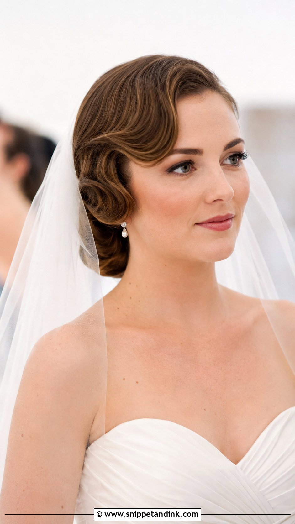 Hollywood Waves Updo With Veil - Snippet and Ink - 30 Hollywood Waves with Veil