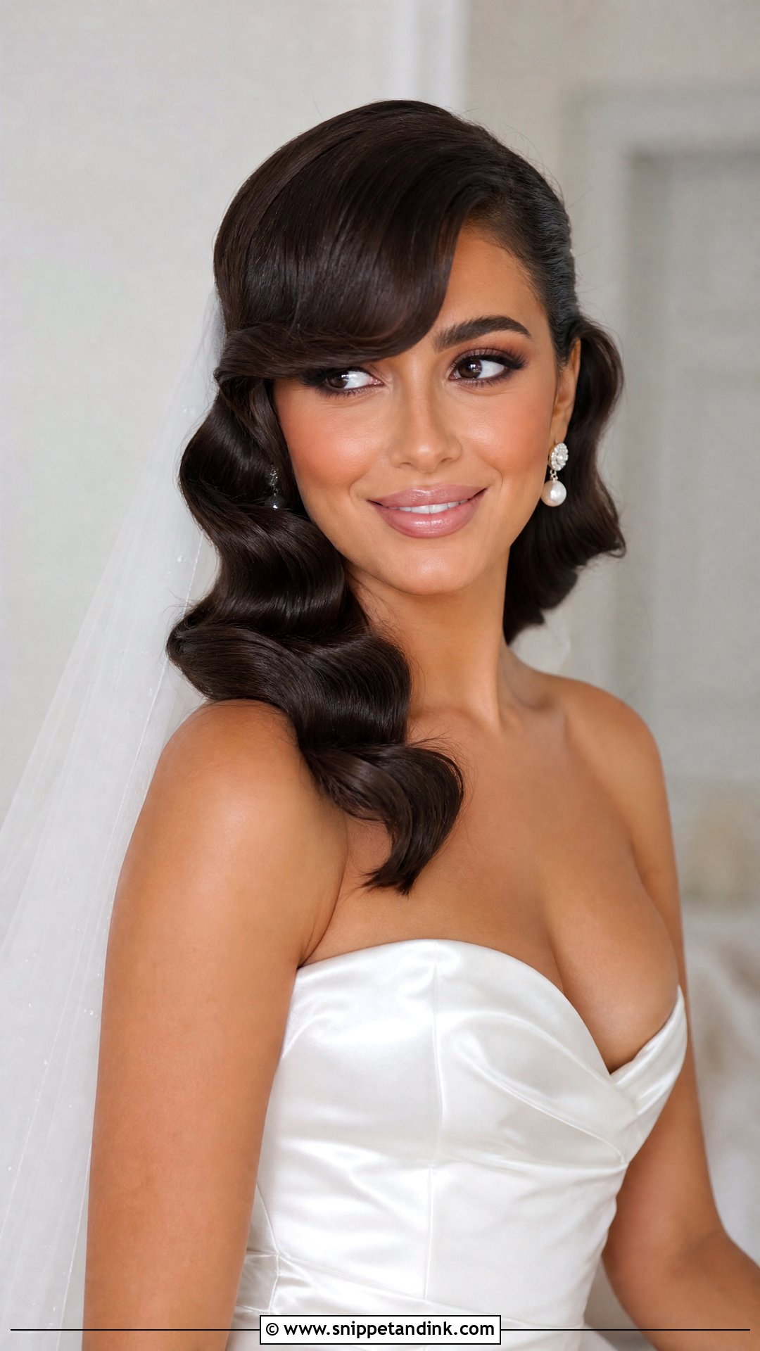 Hollywood Waves Wedding Hair With Bangs - Snippet and Ink - 20 Wedding Hairstyle Bangs
