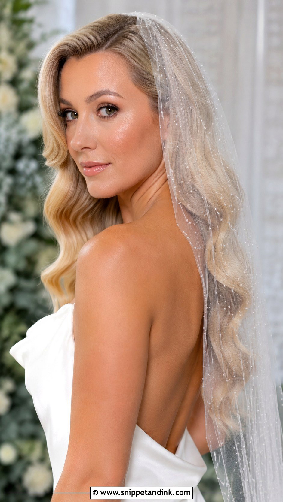 Hollywood Waves With Beaded Veil - Snippet and Ink - 30 Hollywood Waves with Veil