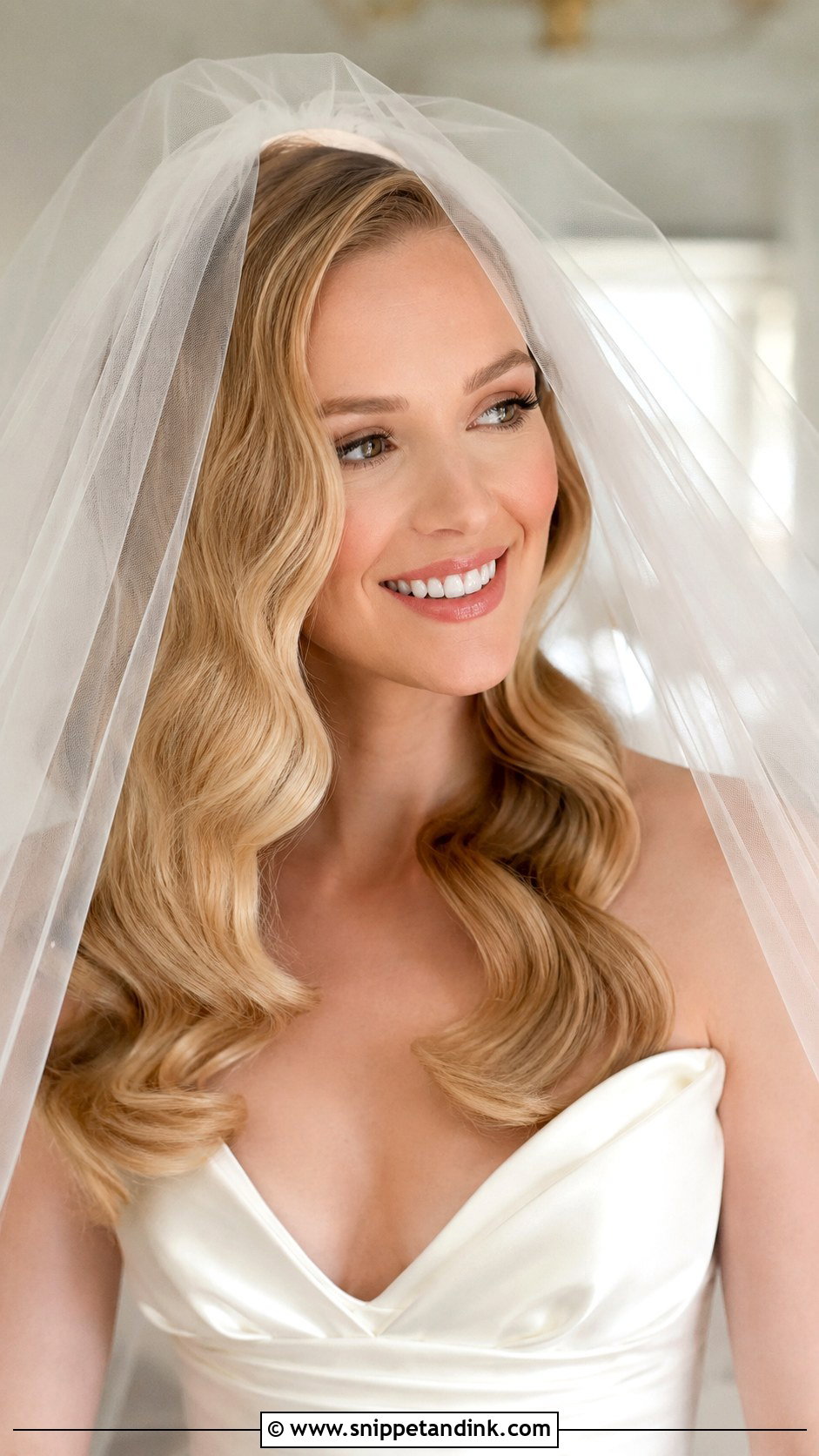 Hollywood Waves With Blusher Veil - Snippet and Ink - 30 Hollywood Waves with Veil