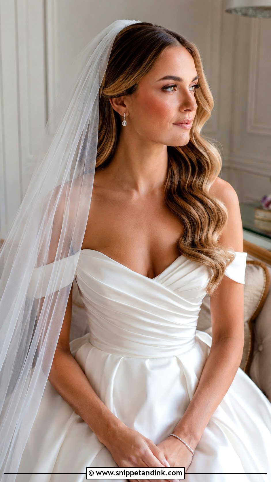 Hollywood Waves With Cathedral Veil - Snippet and Ink - 20 Hollywood Glam Bridal Hair Ideas