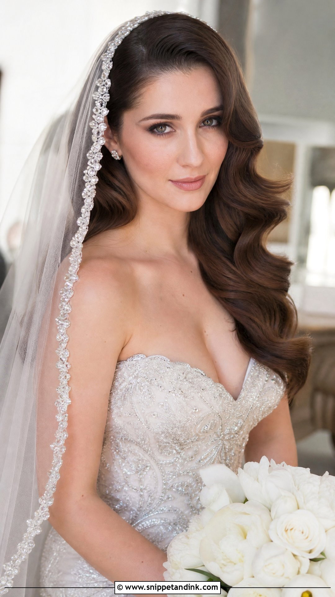Hollywood Waves With Crystal Veil - Snippet and Ink - 20 Short Veil Hairstyles