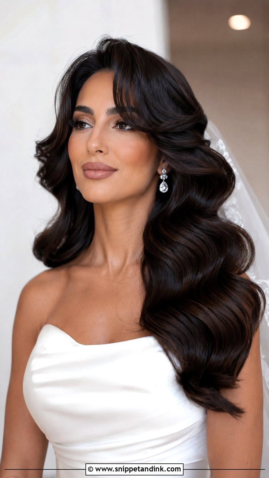 Hollywood Waves With Curtain Bangs - Snippet and Ink - 20 Bridal Hair with Curtain Bangs