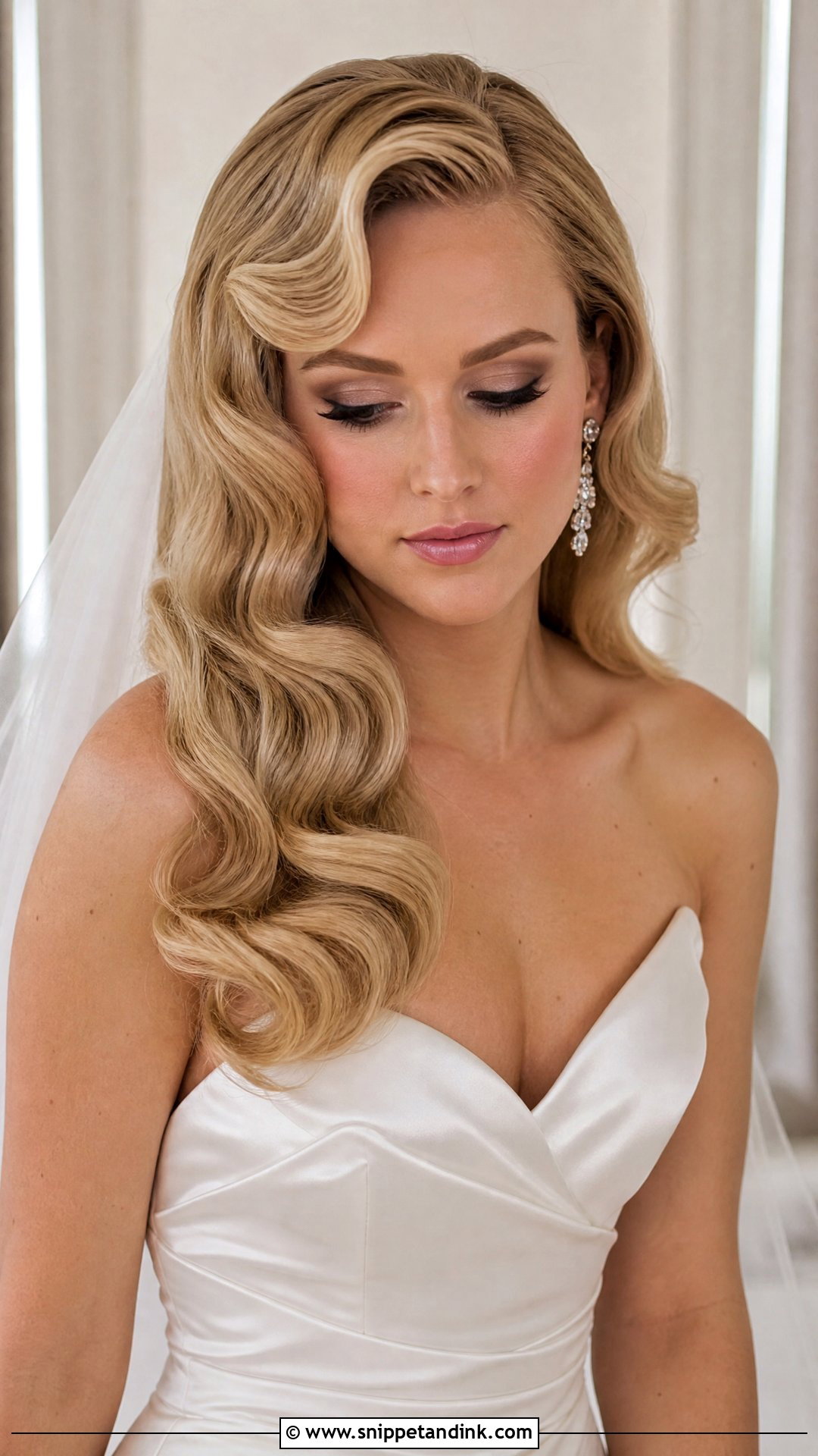 Hollywood Waves With Deep Side Part - Snippet and Ink - 15 Big Forehead Hairstyles for Wedding