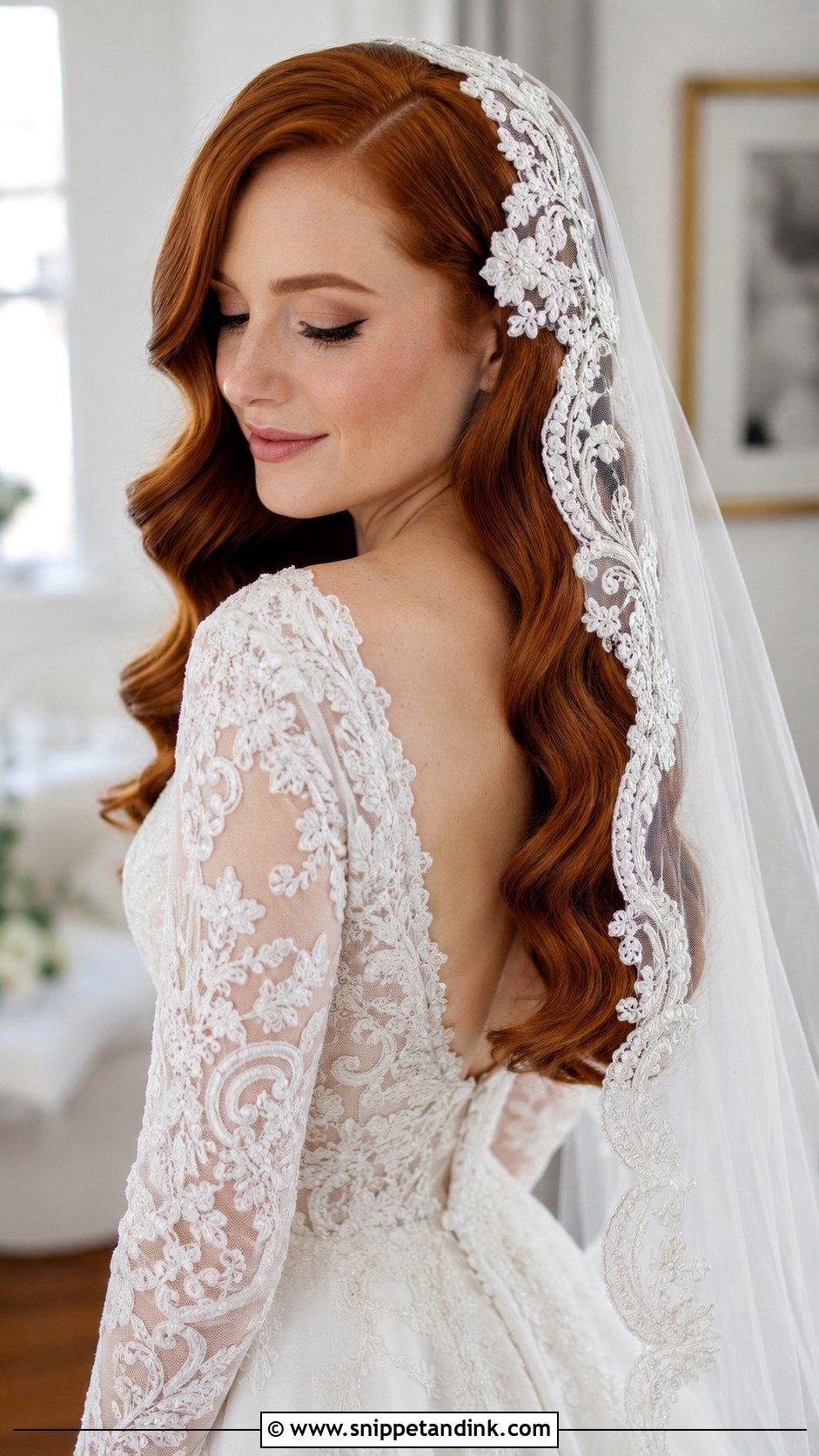 Hollywood Waves With Embroidered Veil - Snippet and Ink - 30 Hollywood Waves with Veil