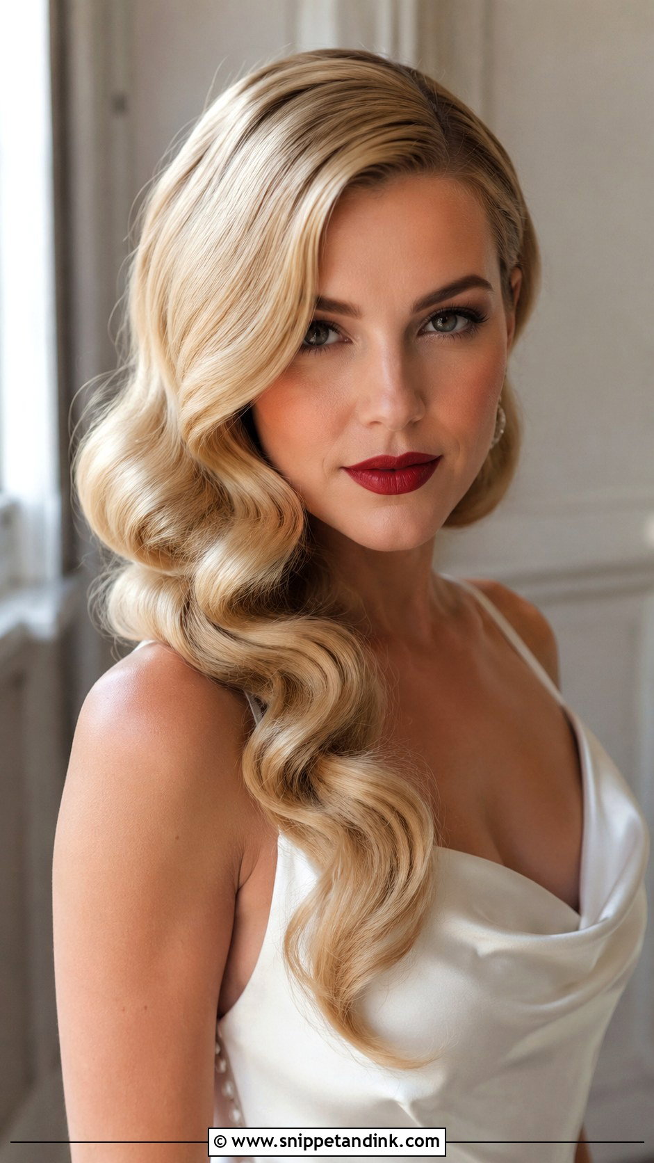 Hollywood Waves With Glossy Finish - Snippet and Ink - 25 Sleek Wedding Hair Ideas