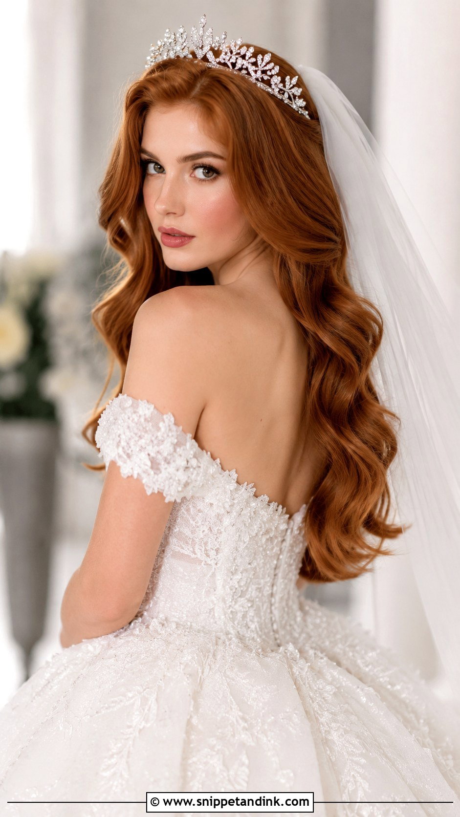 Hollywood Waves With Halo Crown And Veil - Snippet and Ink - 30 Hollywood Waves with Veil