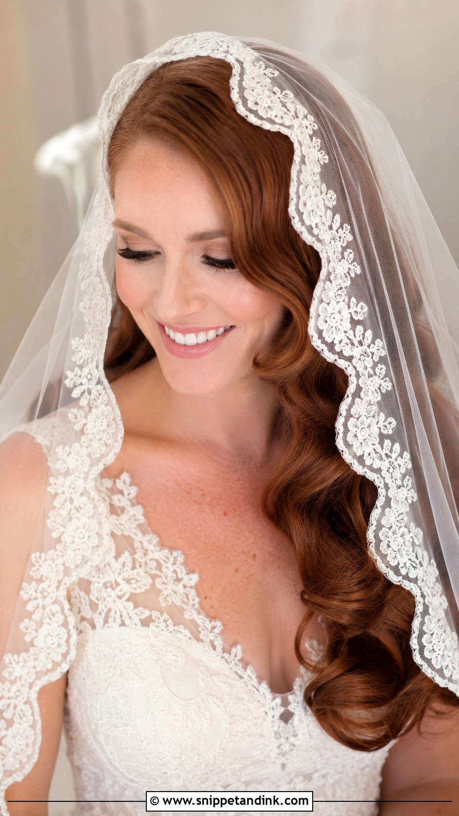 Hollywood Waves With Lace Edge Veil - Snippet and Ink - 30 Hollywood Waves with Veil