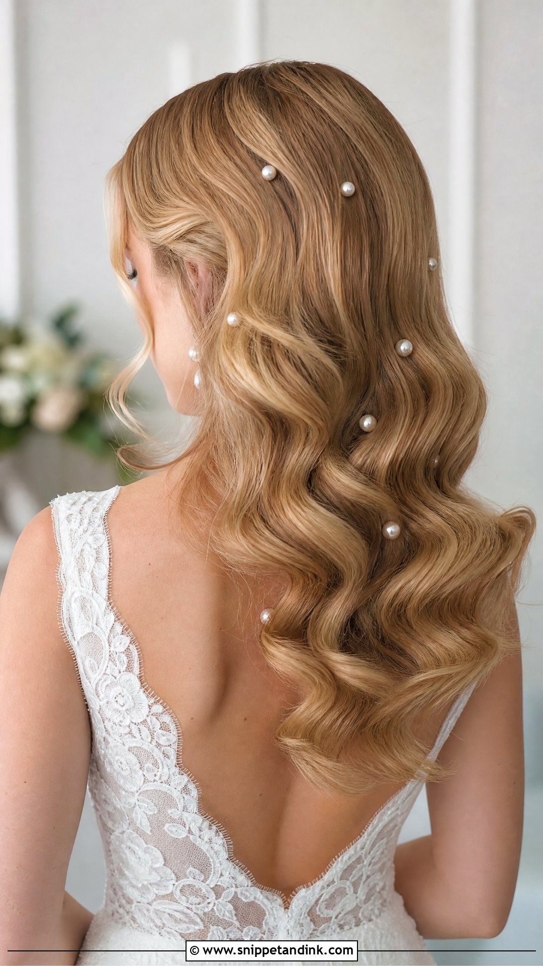 Hollywood Waves With Pearl Hair Pins - Snippet and Ink - 20 Soft Hollywood Waves Wedding