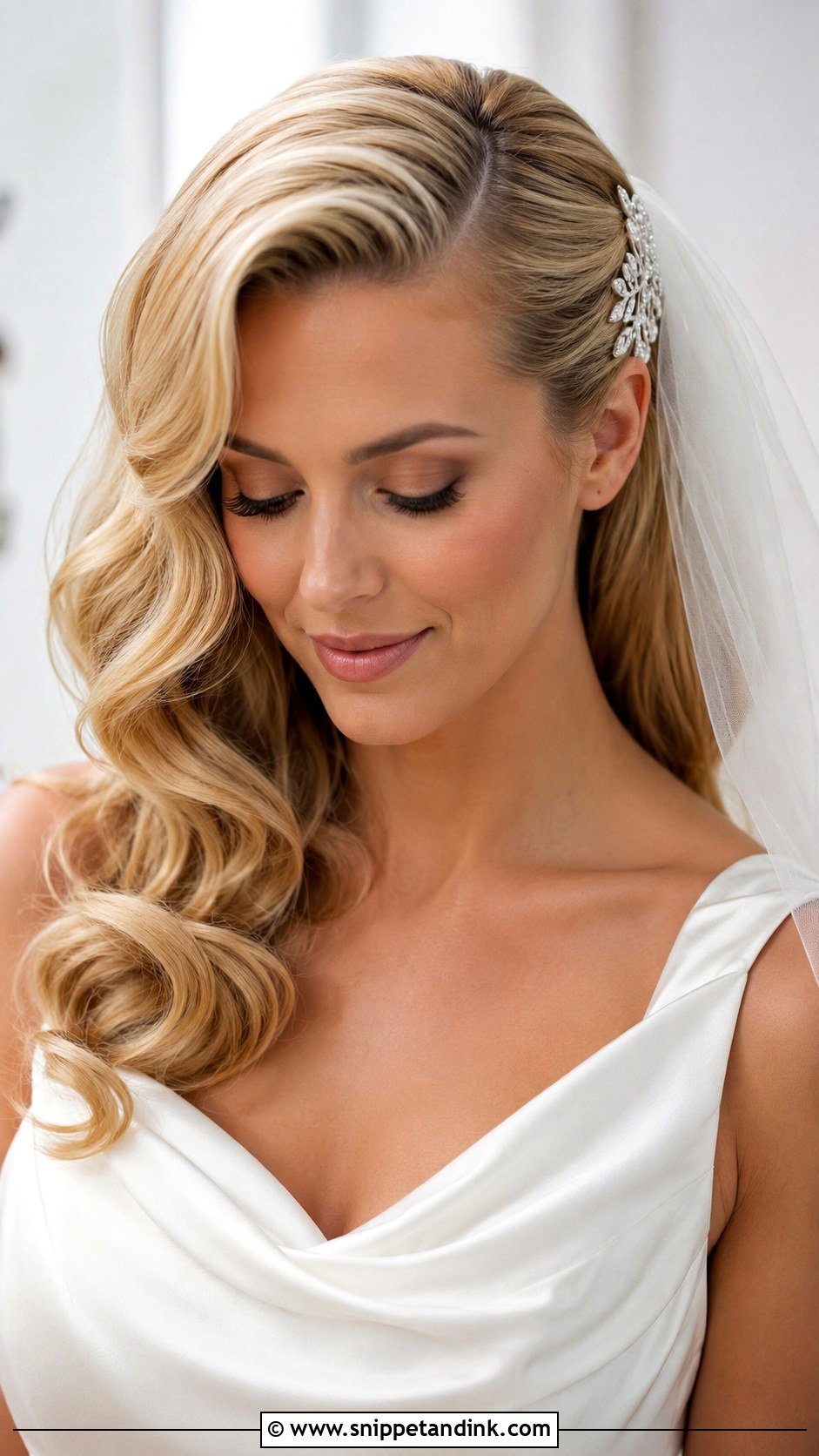 Hollywood Waves With Side Comb Veil - Snippet and Ink - 30 Hollywood Waves with Veil