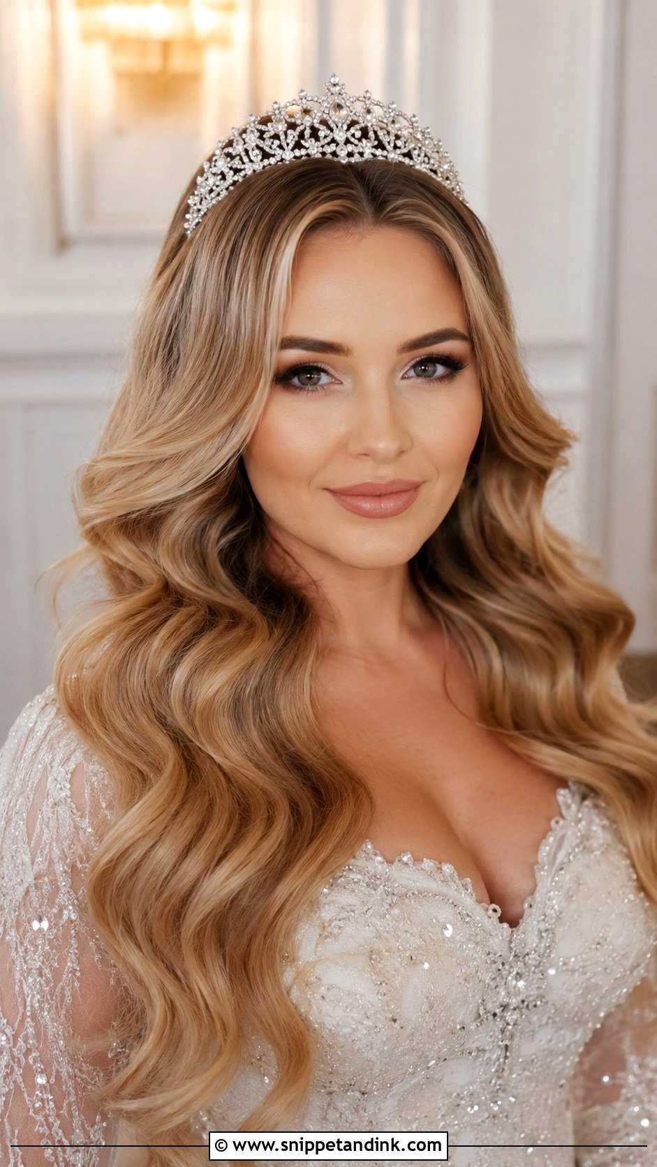 Hollywood Waves With Tiara - Snippet and Ink - 20 Hollywood Glam Wedding Hair Ideas