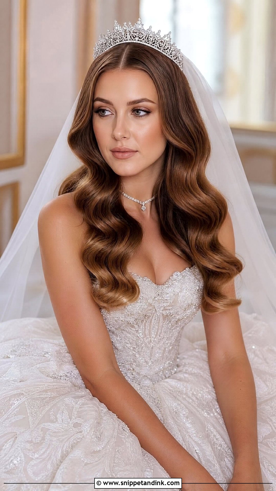 Hollywood Waves With Tiara - Snippet and Ink - 20 Hollywood Waves Wedding Hair