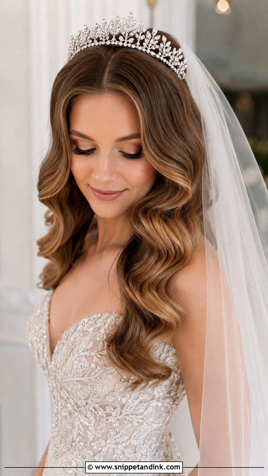 Hollywood Waves With Tiara - Snippet and Ink - 20 Hollywood Waves Wedding Hairstyles