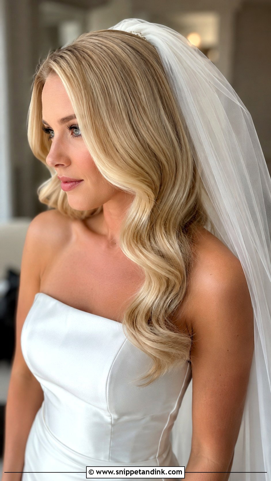Hollywood Waves With Veil Wedding Hairstyle - Snippet and Ink - 15 Hollywood Waves Wedding Hairstyle