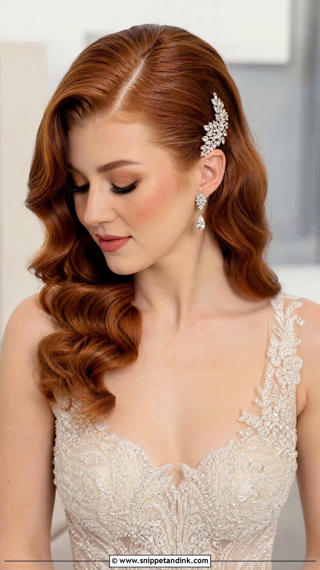 Hollywood Waves With a Side Crystal Comb - Snippet and Ink - 20 Hollywood Waves Bridal Hair
