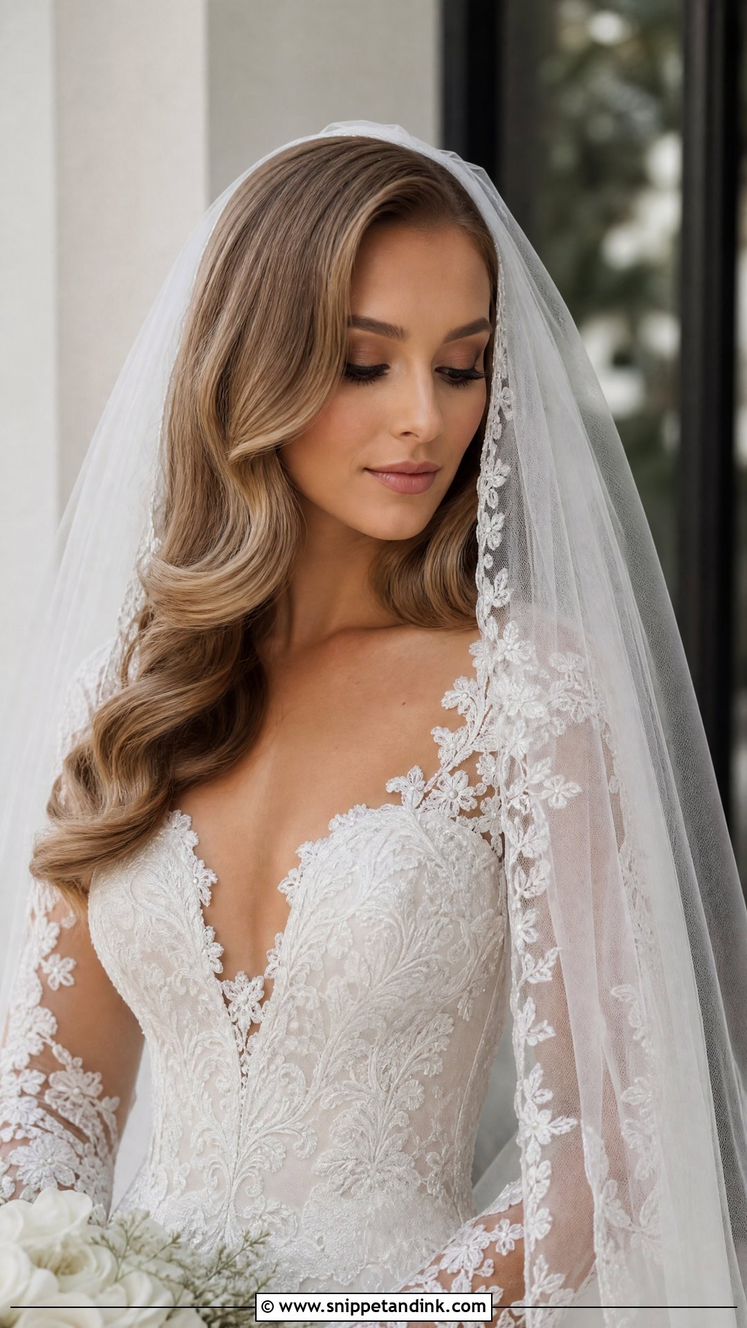 Hollywood Waves With a Veil - Snippet and Ink - 20 Hollywood Waves Bridal Hair