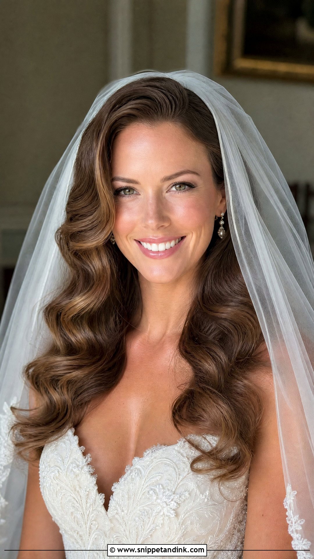 Hollywood Waves With a Veil - Snippet and Ink - 20 Soft Hollywood Waves Wedding