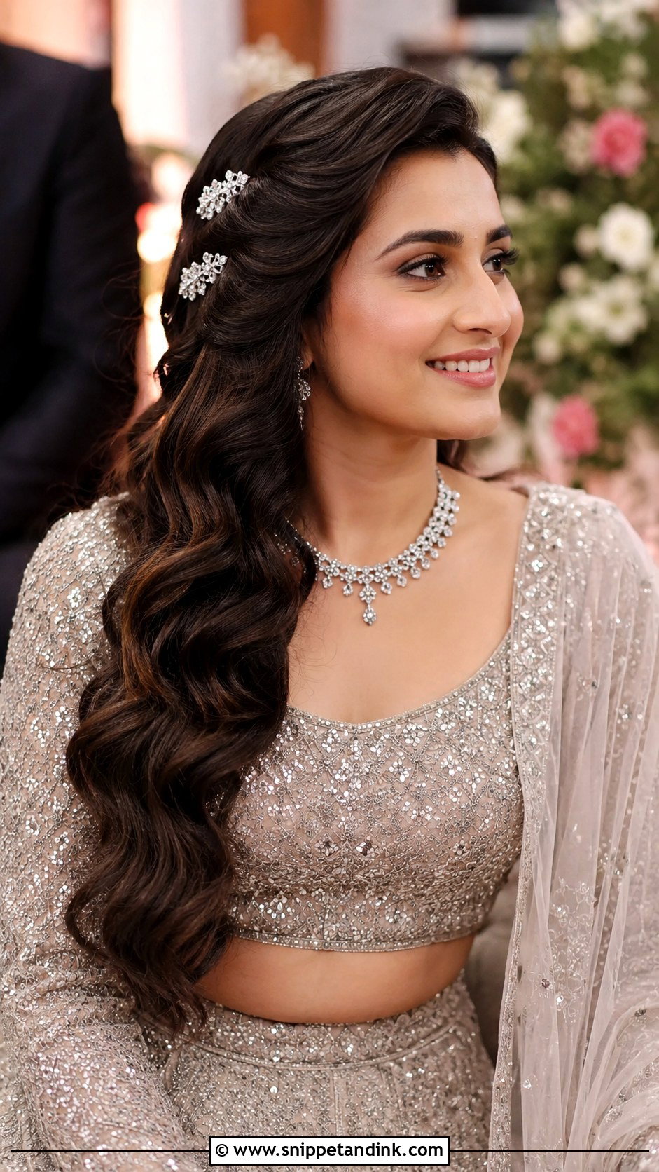 Hollywood Waves for Reception - Snippet and Ink - 30 Indian Hairstyles for Weddings