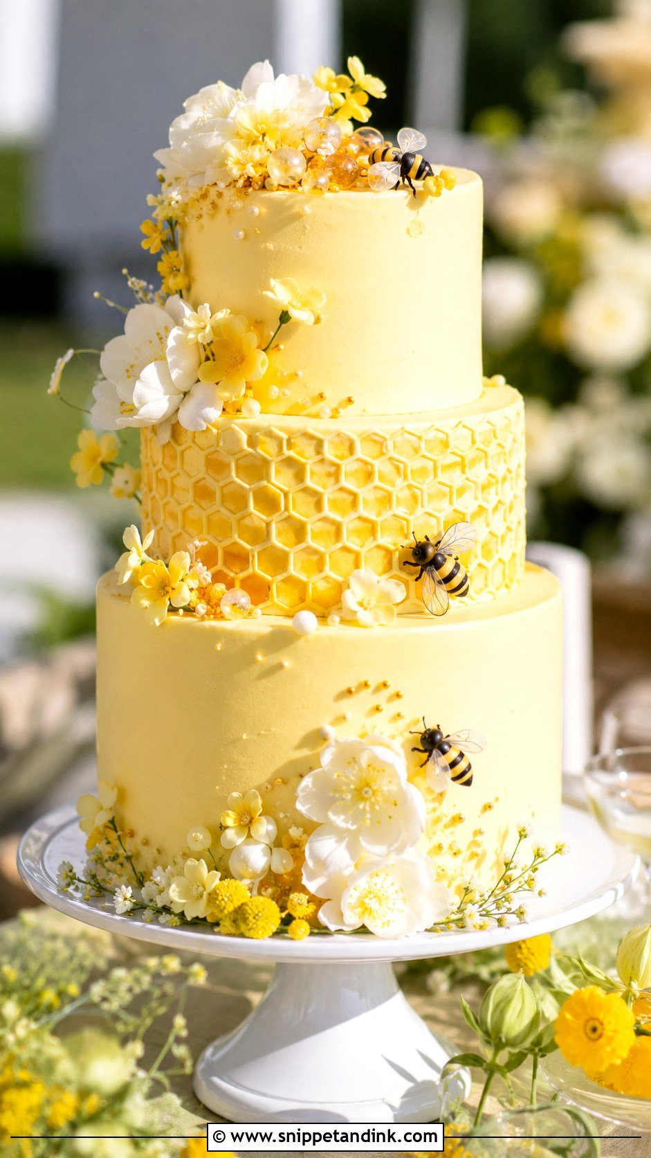 Honey Bee Wedding Cake - Snippet and Ink - 20 Honey Bee Cake Design Ideas for Wedding