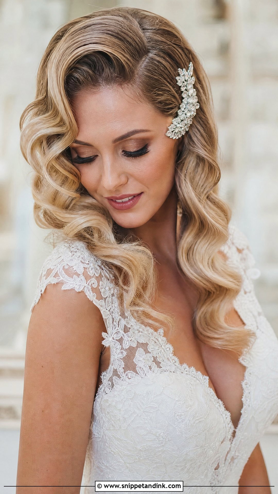 Honey Blonde Vintage Curls - Snippet and Ink - 20 Blonde Hair Bride Ideas