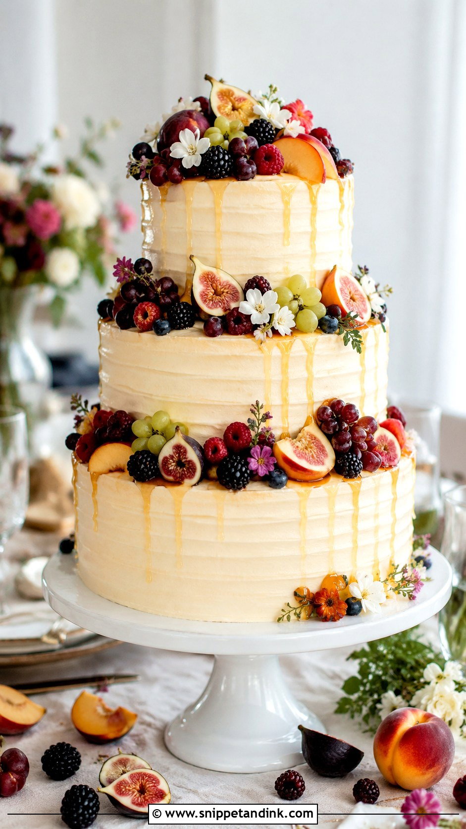 Honey Cake With Fresh Fruit - Snippet and Ink - 20 Honey Cake Design Ideas for Wedding