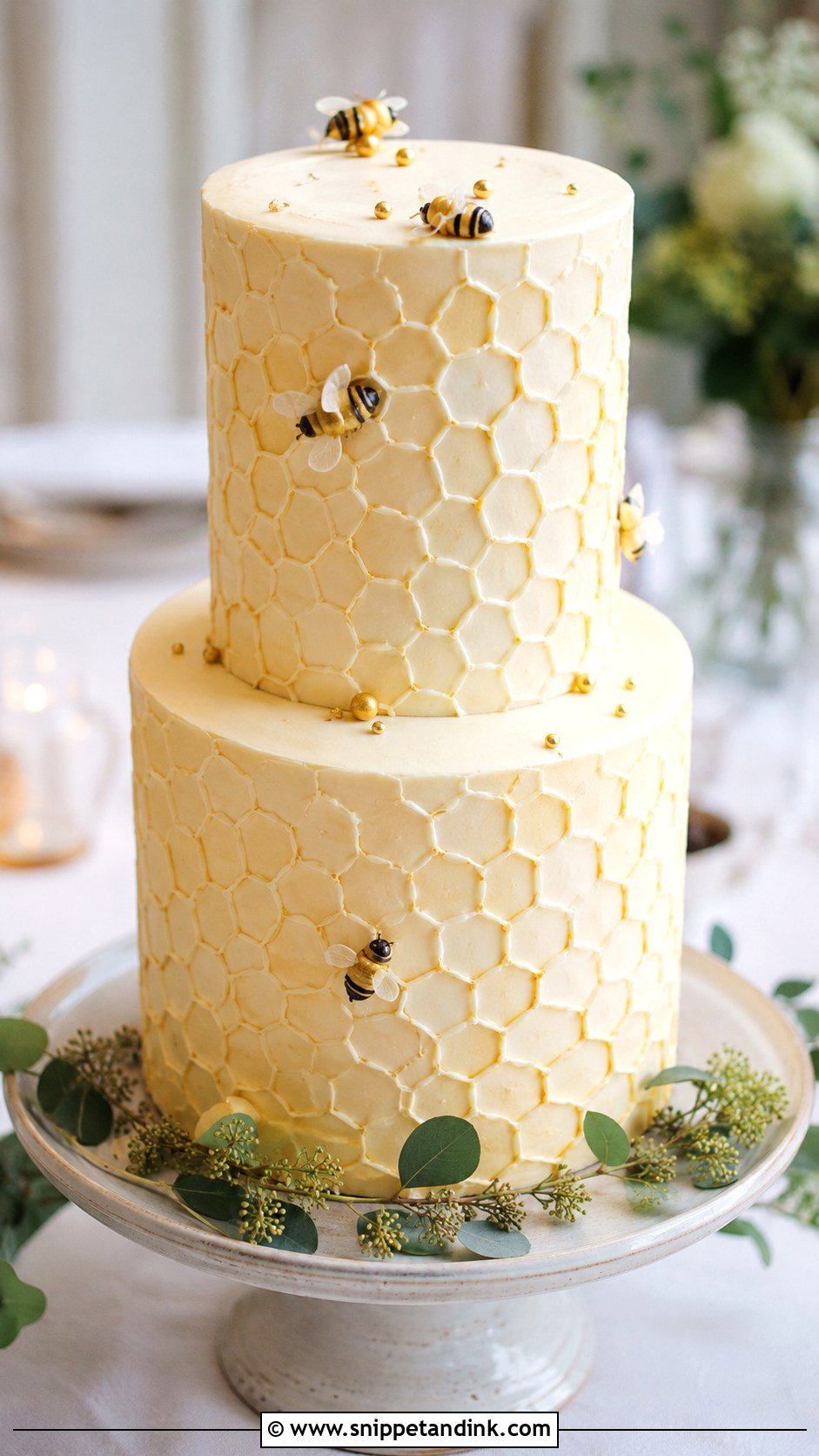 Honeycomb Wedding Cake - Snippet and Ink - 20 Honey Bee Cake Design Ideas for Wedding