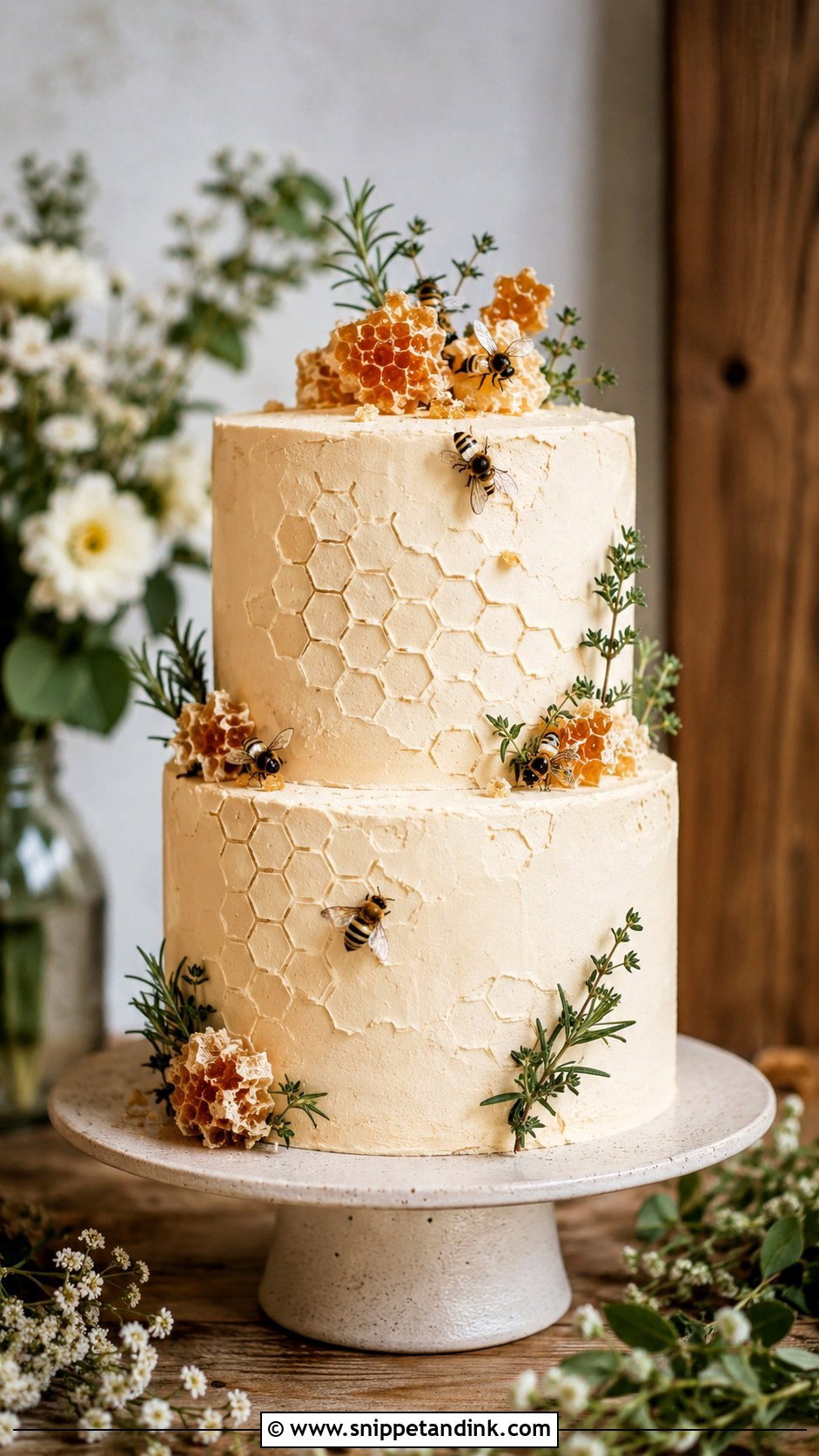 Honeycomb Wedding Cake With Buttercream Texture - Snippet and Ink - 20 Honeycomb Wedding Cake Ideas
