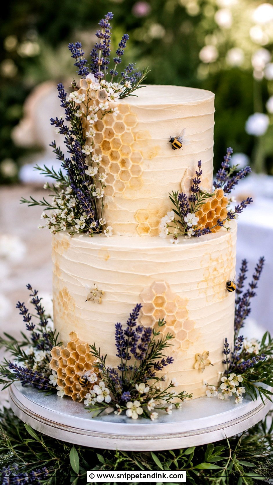 Honeycomb Wedding Cake With Lavender - Snippet and Ink - 20 Honeycomb Wedding Cake Ideas