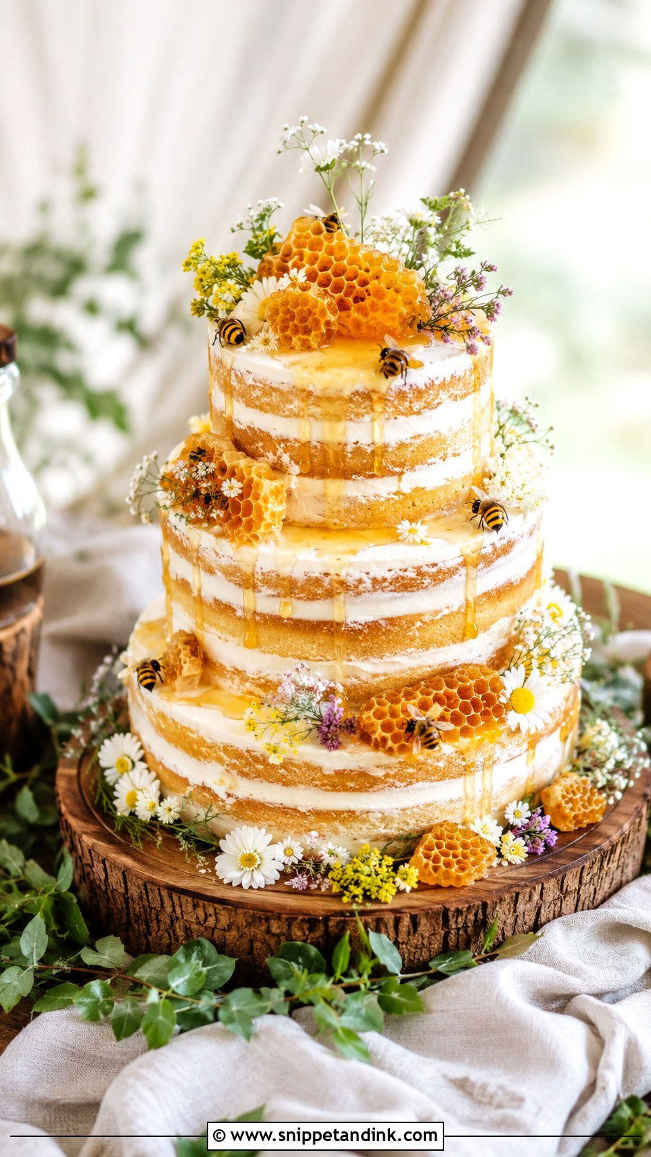 Honeycomb Wedding Cake With Naked Layers - Snippet and Ink - 20 Honeycomb Wedding Cake Ideas