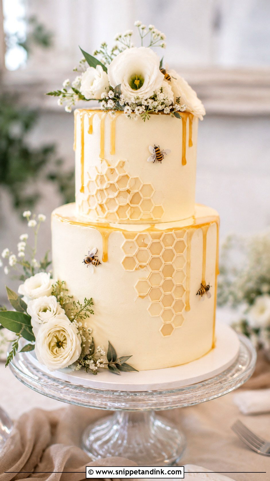 Honeycomb Wedding Cake With Small Two Tiers - Snippet and Ink - 20 Honeycomb Wedding Cake Ideas