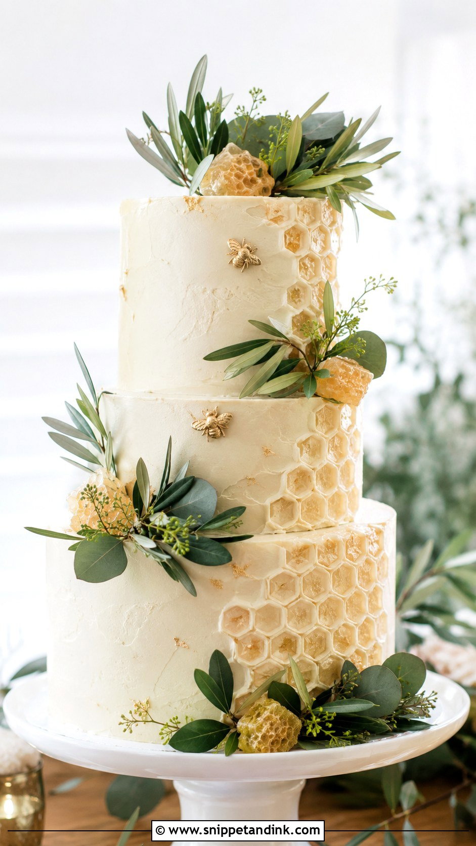 Honeycomb Wedding Cake With Sunflowers - Snippet and Ink - 20 Honeycomb Wedding Cake Ideas