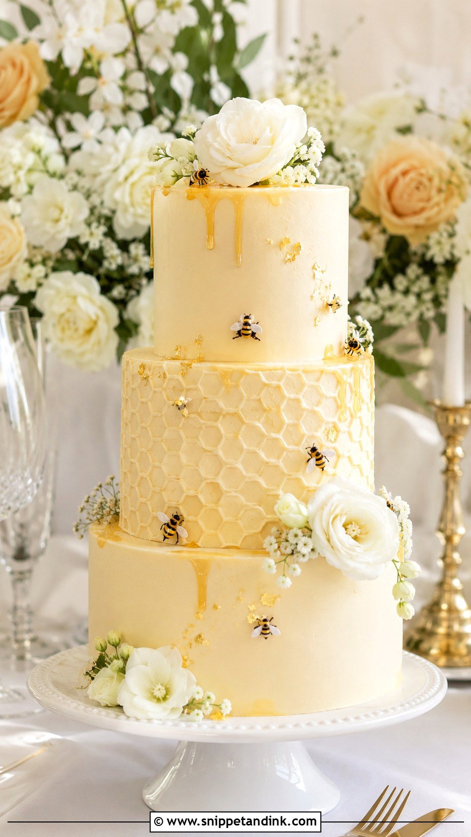 Honeycomb Wedding Cake - Snippet and Ink - 20 Honey Cake Design Ideas for Wedding