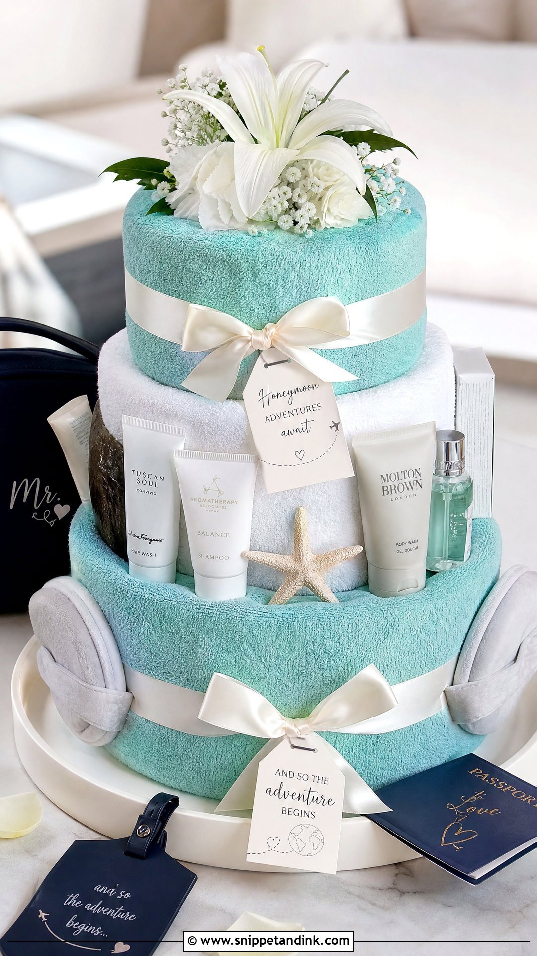 Honeymoon Towel Cake - Snippet and Ink - 20 Towel Cakes for Wedding