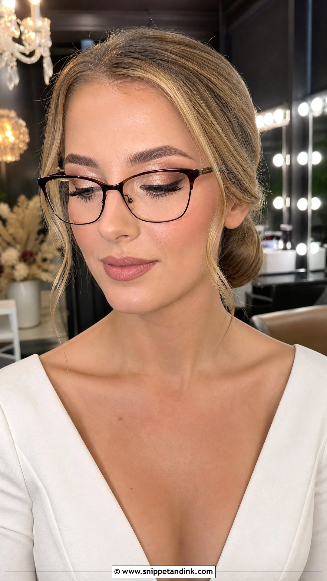 Hooded Eyes Wedding Makeup With Glasses - Snippet and Ink - 20 Wedding Makeup with Glasses