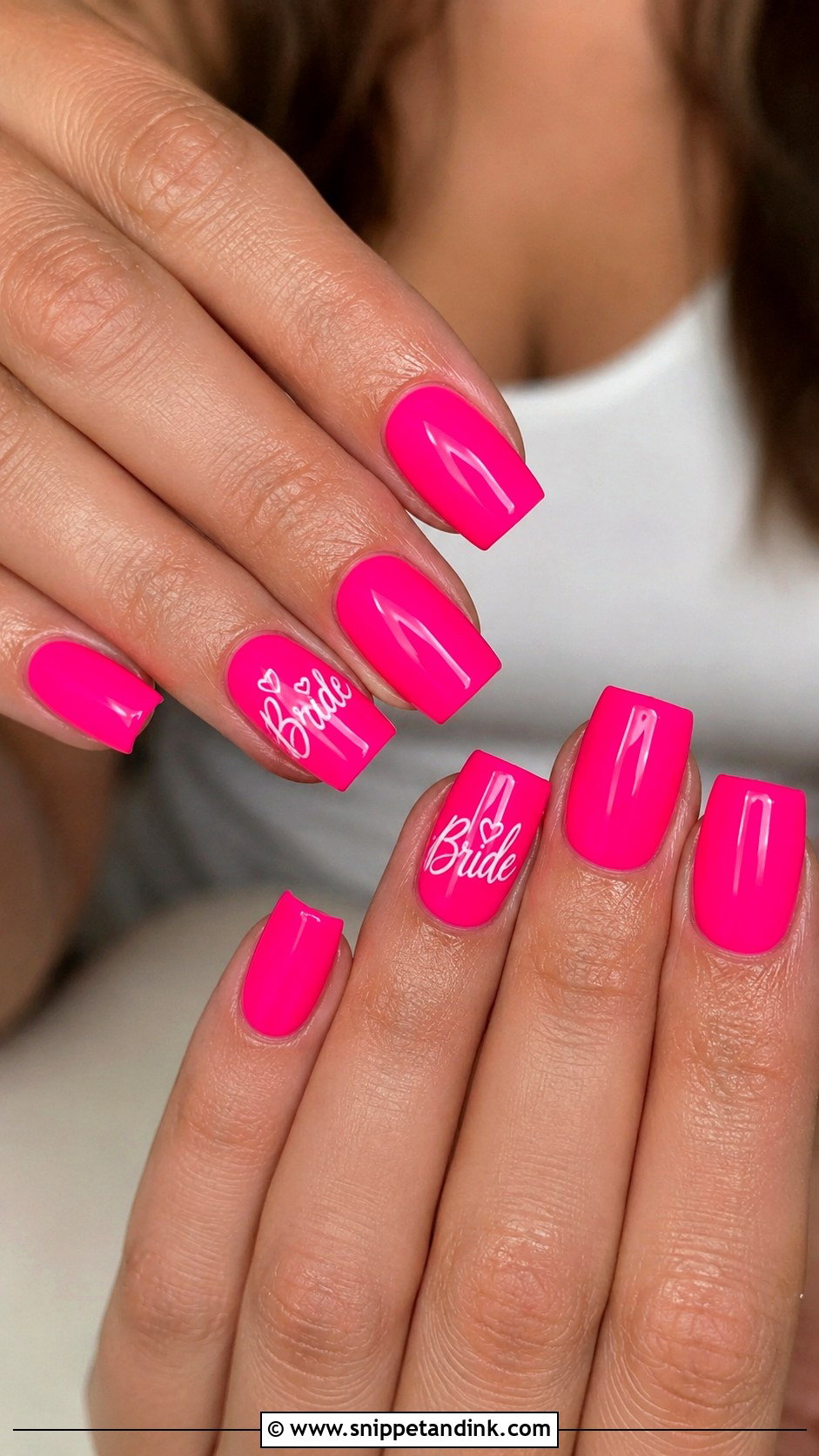 Hot Pink Bachelorette Nails For Bride - Snippet and Ink - 30 Bachelorette Nails the Bride
